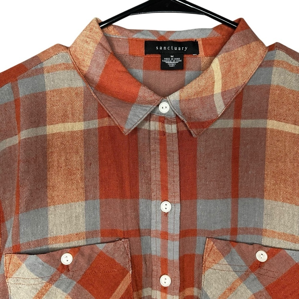Sanctuary Plaid Buttondown Shirt Size Medium - Picture 11 of 11